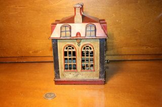 Victorian Cast Iron NOVELTY Mechanical Building Bank by J & E Stevens Cir.  1873 4