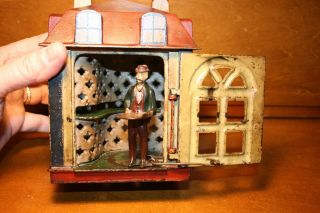 Victorian Cast Iron NOVELTY Mechanical Building Bank by J & E Stevens Cir.  1873 7