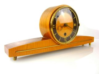 Mid Century Antique Mantel Clock Art Deco German Vintage Bauhaus Design