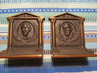 Bradley And Hubbard Bookends Of James Whitcomb Riley " The Hoosier Poet "