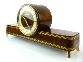 JUNGHANS chiming antique mantel clock mid century art deco Hermle speaker 2