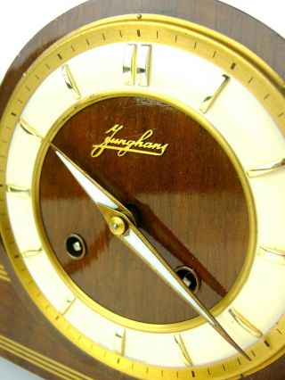 JUNGHANS chiming antique mantel clock mid century art deco Hermle speaker 4