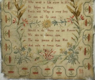 MID/LATE 18TH CENTURY VERSE IN A FLORAL FRAMEWORK SAMPLER INITIALLED EB - 1775 3