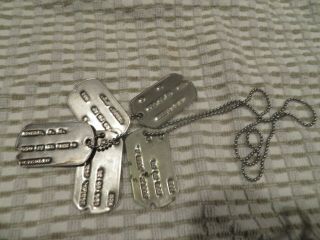 5 Notched Usn Navy Dog Tags Wwii/korean War " John A Noble " 7 Digits