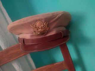 Vintage Authentic Ww2 Army Officer Khaki Crush Cap 6 7/8