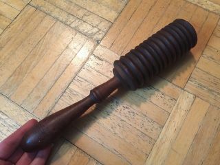 18th To Early 19th Century Cherry Wood Honey Dipper W Great Decorative Handle