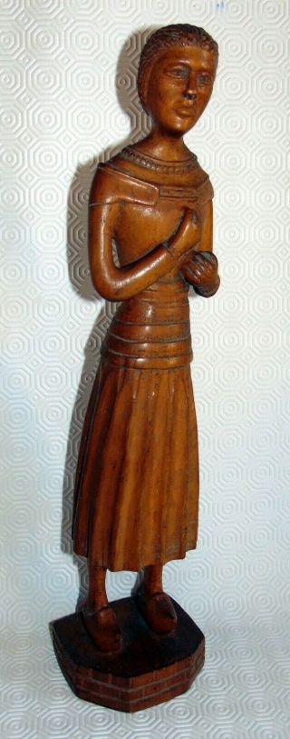 Exceptional Victorian Primitive French Hand Carved Wood Scultpture Folk Art