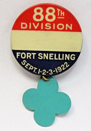 Wwi 88th Division Fort Snelling 1922 Reunion Name Badge Pinback Button,