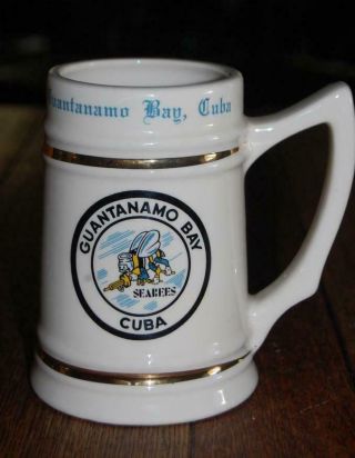 Rare Vintage Us Navy Base Seabees Guantanamo Bay Cuba Mug Beer Stein Tankard
