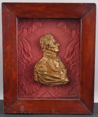 Antique Early 19thc Gilt Bronze Plaque,  War Of 1812 Military Officer,  Nr