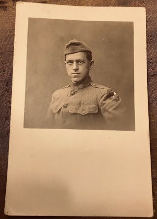 Ww1 Real Photo Postcard 84th Infantry Division Portrait Shoulder Patch Id’d