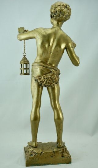 Adolphe Jean Lavergne 20” Gilt Bronze Figure of a Boy with Lantern 4