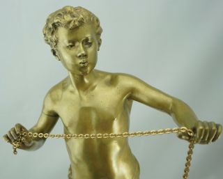 Adolphe Jean Lavergne 20” Gilt Bronze Figure of a Boy with Lantern 6