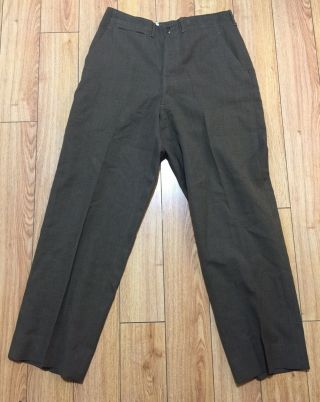 Vintage Wwii Us Army Trousers Pants Wool W34xl33 Pre - Owned