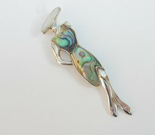 Art Deco Lady Abalone Shell Solid Silver Pendant 10grams