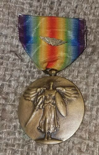 U.  S.  Ww1 Victory Medal With Us Army Air Corps Pilot Wing