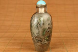 chinese natural hair crystal hand painting landscape snuff bottle 4