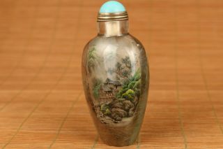 chinese natural hair crystal hand painting landscape snuff bottle 5