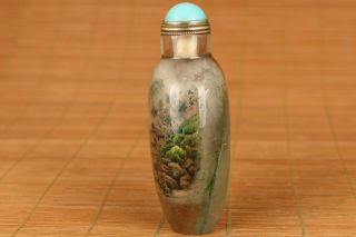 chinese natural hair crystal hand painting landscape snuff bottle 6