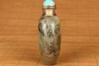 chinese natural hair crystal hand painting landscape snuff bottle 9