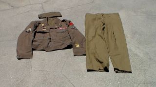 Ww2 Era Us Army Dress Uniform " Ike " Jacket & Flat Cap & Pants / 6th Infantry Div