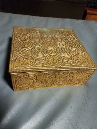 Tiffany Studios Bronze Cigar Box Zodiac Model 1655 Cedar Lined Non Restored Vg