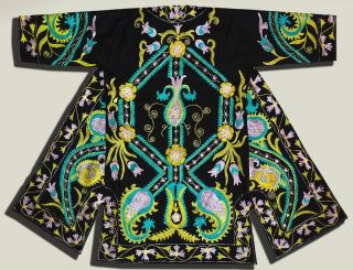 Stunning Uzbek Silk Embroidered Robe Chapan With Ottoman Motifs N135