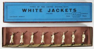 Vintage Britains Lead Toy Soldiers Us Navy Sailors White Jackets 1253 Box