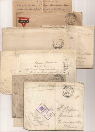 Wwi Bef 7th Lincolnshire Regiment Letters,  Lewis Gunner.  France.  Censored Covers