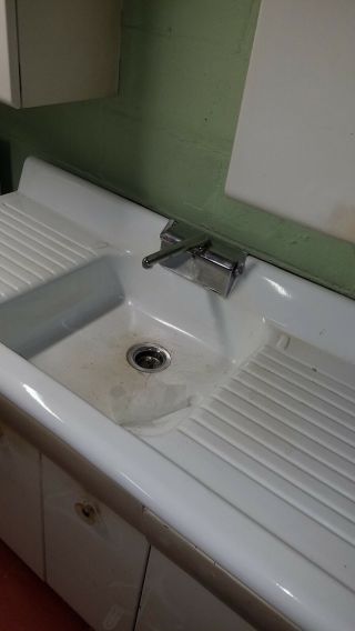 Antique Farm Sink And Cabinets Brand Is American Central Has Minor Wear