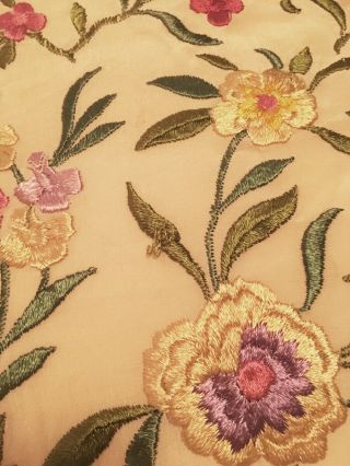 Antique Ivory Silk Floral Embroidered Manton de Manila Piano Shawl Vintage 10