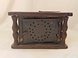 Antique/primitive Punched Tin Foot Warmer Box,  Hearts