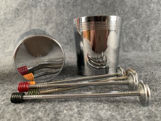 Chase Chrome Cocktail Shaker Spoon 4 Cups and 4 Stirrers by Walter Von Nessen 2