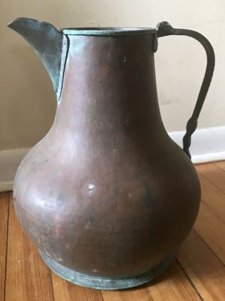 Large Antique Vintage Copper Vase Urn Umbrella Stand Watering Can Folk Art