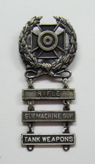 Army Basic Qualification Expert Badge 3 Bars Rifle Submachine Gun Tank Sterling