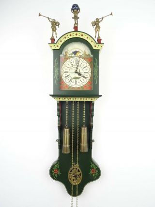Dutch Friesian Rare Hindeloopen Wall Clock Big Vintage Antique 8 Day Holland