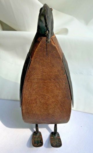 Vintage FOLK ART PENGUIN Carved Wood & Metal HAND MADE PRIMITIVE 4