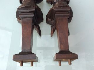 19thc Gothic Oak carved cross - Legged bearded Goblin jester figure C1900s 7