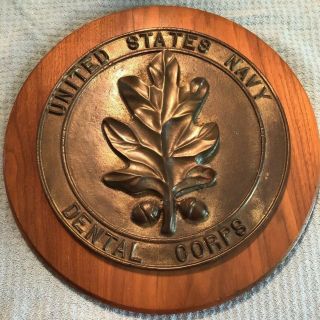 Vintage Bronze / Brass Us Navy Dental Corps 12” Plaque