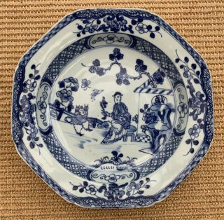18th Century Chinese Blue & White Porcelain Hand - Painted Plates Qianlong