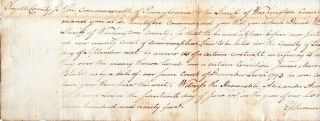 1795,  Pennsylvania,  General Ephraim Douglas,  Indian Agent,  Pow,  Document Signed