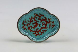 Fine Antique 19/20thc Chinese Enamel On Copper / Bronze Dragon Spoon Tray