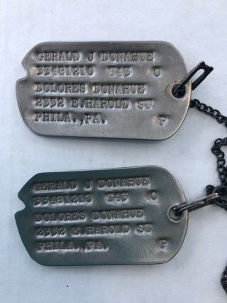 WWll Notched Dog Tags On Chain - Military - Draftee - Next Of Kin - Pennsylvania WW2 2
