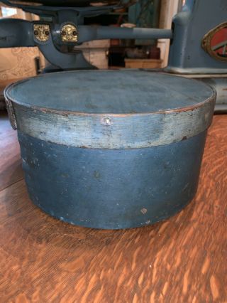 Fabulous Primitive Antique Pantry Box In Best Old Blue Paint