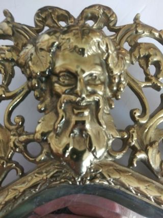 Empire Bacchus Face Brass candle mirror Wall Sconce,  Set 17.  5x9” 11