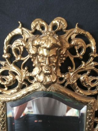 Empire Bacchus Face Brass candle mirror Wall Sconce,  Set 17.  5x9” 7