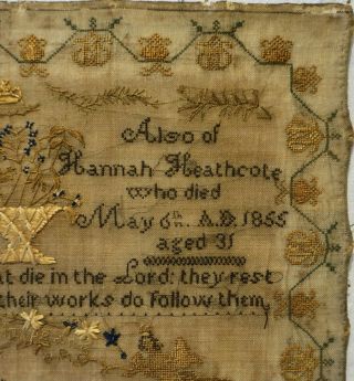 MID 19TH CENTURY MEMORIAL SAMPLER BY SARAH HANNAH ALSOP - AGED 11 - 1857 7