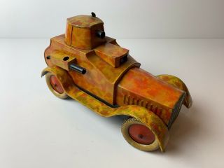 Vintage Tin Wind Up Toy Tank - Great Color And.