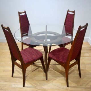 Adrian Pearsall Compass Dining Table W/ 4 Chairs & Top - Mid - Century Mcm