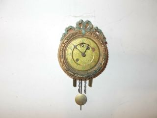 Lux " Christmas Wreath " Miniature Pendulette Clock Circa.  1930